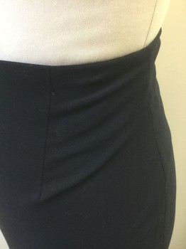 Womens, Skirt, Knee Length, PIAZZA SEMPIONE, Navy Blue, Wool, Lycra, Solid, Sz. 8, Dark Navy, Crepe, 1 Dart at Either Side of Waist, Invisible Zipper at Center Back, Vent at Center Back Hem