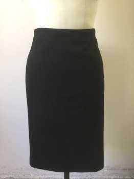 Womens, Skirt, Knee Length, EMPORIO ARMANI, Black, Wool, Solid, 6, Pencil Skirt, Knee Length, Invisible Zipper at Center Back Waist, 2 Vents at Hem in Back