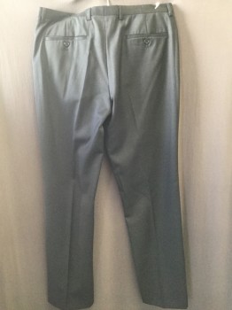 HUGO BOSS , Charcoal Gray, Wool, Solid, Flat Front, Creased Front Legs, Slit Pockets