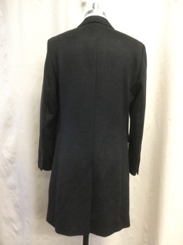 Mens, Coat, Overcoat, ZARA, Charcoal Gray, Polyester, Viscose, Solid, 38, M, Single Breasted, Collar Attached, Notched Lapel, 2 Pockets, Long Sleeves