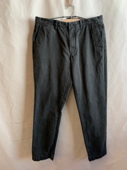 Mens, Casual Pants, J. CREW, Gray, Cotton, Solid, 33/31, Flat Front, 5 Pockets, Zip Fly, Button Closure, Belt Loops *Broken In*