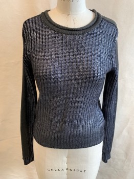 N/L, Silver, Blue, Black, Gray, Cotton, Blue Silver Painted on Black, Graphite Gray Rolled Scoop Neck, Graphite Top Sleeve Panels