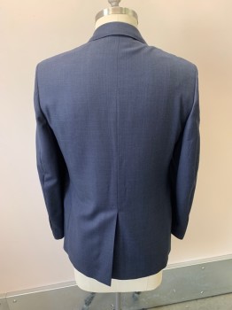 Mens, Suit, Jacket, BROOKS BROTHERS, Navy Blue, Blue, Black, Wool, Plaid, 42R, Notched Lapel, Single Breasted, Button Front, 2 Buttons,