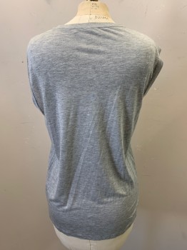 Womens, Top, ACNE, Lt Gray, Lyocell, Solid, Heathered, S, Crew Neck, Sleeveless