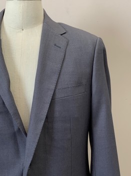 TZARELLI, Dk Gray, Wool, Solid, 2 Buttons, Single Breasted, Notched Lapel, 3 Pockets,