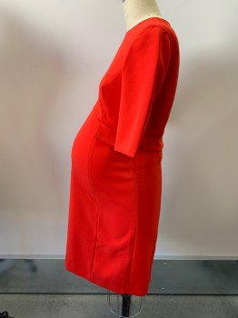 Womens, Maternity, LUXE BY SERAPHINE , Red, Polyester, Viscose, Solid, 4, Maternity, Round Neck, Straight Skirt, Small Peplum