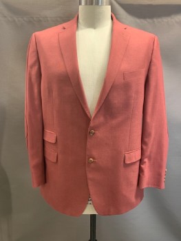 Mens, Sportcoat/Blazer, RALPH LAUREN, Pink, Polyester, Rayon, 48L, Notched Lapel, Single Breasted, B.F., 2 Bttns, 4 Pockets, Elbow Patch