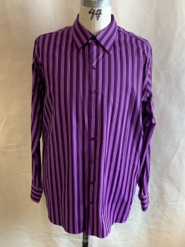 ANTO, Magenta Purple, Dk Purple, Gray, Cotton, Stripes - Vertical , C.A., B.F., L/S, MULTIPLES
