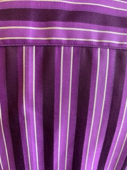 ANTO, Magenta Purple, Dk Purple, Gray, Cotton, Stripes - Vertical , C.A., B.F., L/S, MULTIPLES