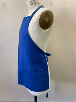Fame, Blue, Cotton, Polyester, Solid, 3 Pockets, Adjustable Neck Band Waist Tie