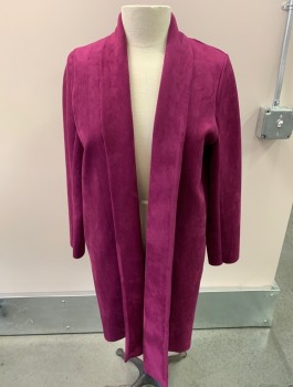 Womens, Cardigan Sweater, ZARA, Plum Purple, Polyester, Nylon, Solid, S, L/S, Open Front, 2 Pockets