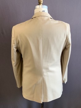 COBRA, Sand, Wool, Viscose, Solid, Notched Lapel, 2 Button Single Breasted, 3 Pockets, 4 Inner Pockets, Back Vent, Top Stitch On Lapel & Pockets