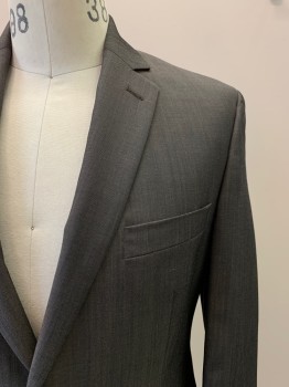 Mens, Suit, Jacket, ALFANI, Putty/Khaki Gray, Wool, Polyester, Solid, 34/32, 38R, 2 Buttons, Single Breasted, Notched Lapel, 3 Pockets
