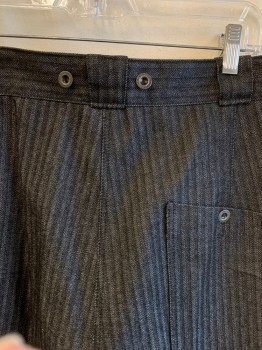 Mens, Historical Fiction Pants, NL , Black, Beige, Cotton, Herringbone, 33, 36, F.F, Button Front, 3 Pockets, Belt Loops, Metal Suspender Buttons, 1 Back Pocket
