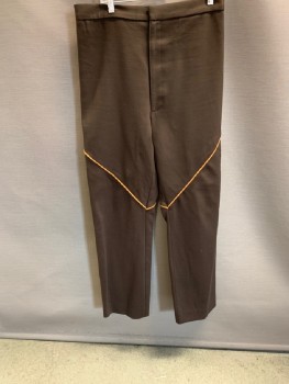 Mens, Sci-Fi/Fantasy Pants, N/l, Brown, Cotton, Solid, 31, 34, Light Brown Diagonal Piping On Knees