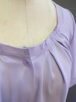 CHELSEA 28, Lavender Purple, Polyester, Solid, Chiffon, Flutter Cap Sleeve, Scoop Neck, Button Front, Pleated Detail at Neckline