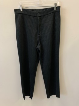 NL, Black, Synthetic, Solid, Textured Fabric, Zip Fly, Elastic Waistband, Black Parentheses Shapes