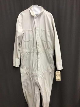 Mens, Coveralls Men, DICKIES, Ecru, Cotton, Polyester, Solid, 44L, Twill, 4 Pockets, Zip Front, Belt Insert Waistband, Multiples