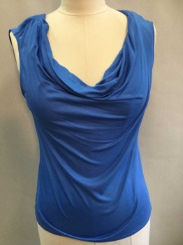 Womens, Top, WHT HOUSE BLK MKT, Cornflower Blue, Rayon, Solid, L, Jersey, Sleeveless, Cowl Neck