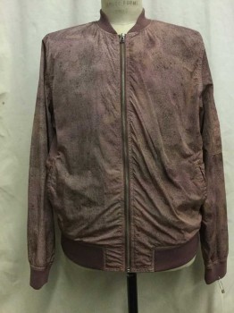 Mens, Casual Jacket, URBAN OUTFITTERS, Mauve Pink, Purple, Synthetic, Speckled, L, Mauve Pink/ Purple Splatter, Zip Front, 2 Pockets,