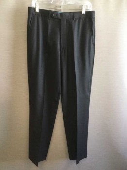 Mens, Suit, Pants, FERRECCI, Black, Poly/Cotton, Solid, +, 31/27, Flat Front, Zip Fly, 4 Pockets