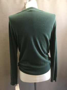 Mens, Pullover Sweater, BANANA REPUBLIC, Forest Green, Sage Green, Gray, White, Silk, Cotton, Argyle, L, V-neck, Long Sleeves,