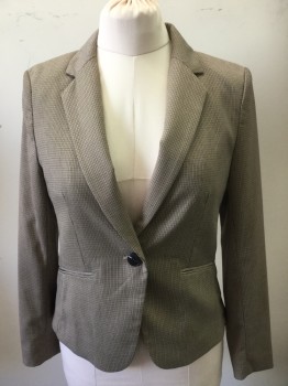 Womens, Blazer, H&M, Beige, Caramel Brown, Black, Olive Green, Polyester, Viscose, Check , 10, Single Breasted, 1 Button, 2 Pockets, Notched Lapel,