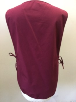 ADAR MEDICAL UNIFORM, Wine Red, Polyester, Cotton, Solid, Pockets, Side Ties