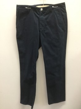 BONOBOS, Navy Blue, Polyester, Solid, Navy, Flat Front, Zip Front, 4 Pockets,