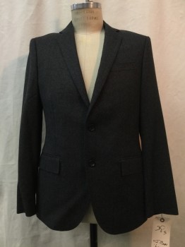 JCREW, Heather Gray, Wool, Heathered, Heather Gray, Notched Lapel, 2 Buttons,