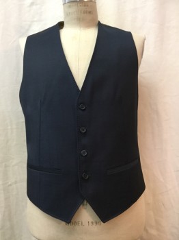Mens, Suit, Vest, TED BAKER, Navy Blue, Wool, Mohair, Solid, 40, Navy, Button Front,