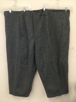 N/L, Charcoal Gray, Gray, Wool, Herringbone, Large Size Pants. Zip Fly. Small Hole at Crotch Front,