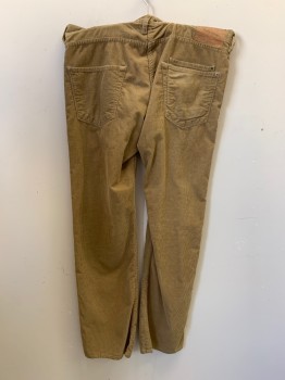 PAUL SMITH, Khaki Brown, Cotton, Corduroy, Top Pockets, Zip Front, Flat Front, 2 Back Patch Pockets