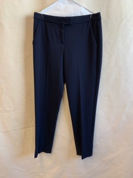 Womens, Slacks, THEORY, Navy Blue, Acetate, Polyester, Solid, 4, 4 Pockets, Zip Fly