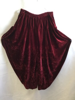 N/L, Maroon Red, Polyester, Solid, Harlem Pants/ottoman, Velour, 2" Elastic Waist, Drop Waist 2 Tiers Gathered & Pleat,