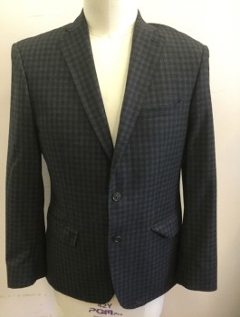 JOHN VARVATOS, Black, Gray, Wool, Plaid, Single Breasted, Notched Lapel, 2 Buttons, 3 Pockets, Hand Picked Stitching on Lapel, Multiple