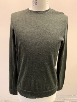 Mens, Pullover Sweater, RAG & BONE, Dk Olive Grn, Wool, Solid, M, Knit, Long Sleeves, Crew Neck