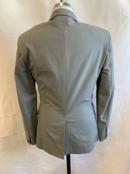 RAG & BONE, Lt Olive Grn, Cotton, Linen, Notched Lapel, Single Breasted, Button Front, 2 Buttons, 3 Pockets
