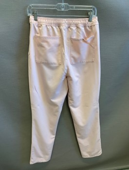 Womens, Scrub Pant Women, JAANUU, Dusty Rose Pink, Polyester, Rayon, Solid, M, Drawstring And Elastic Waist, Front Pockets Are Sewn Shut, 2 Patch Pockets In Back, Tapered Leg