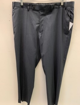 Mens, Slacks, CALVIN KLEIN, Gray, Polyester, Rayon, Solid, I30, W38, F.F, 4 Pockets, Button Tab Zip Front,