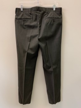 Mens, Suit, Pants, ALFANI, Putty/Khaki Gray, Wool, Polyester, Solid, 34/32, F.F, Slant Pockets, Zip Front, Belt Loops,
