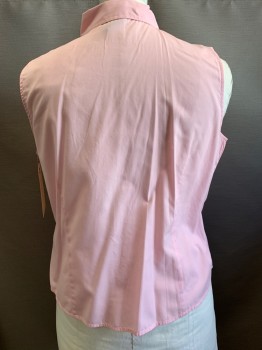 BASIC EDITIONS, Pink, Cotton, Solid, Slvls, Button Front, C.A.,