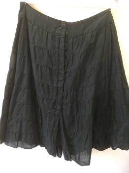 Womens, Skirt, Knee Length, MOSSIMO, Black, Cotton, Solid, 4, 8 Tiered, Layered, Button Front,