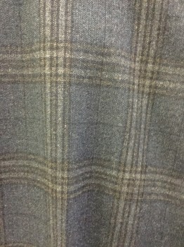 Mens, Slacks, N/L, Dusty Blue, Olive Green, Polyester, Plaid, 31, 34, Flat Front, Zip Front, 4 Pockets, Button Tab,