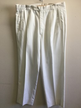 VILLA DI ROMA, White, Polyester, Solid, White,, 2 Pleat  Front, Zip Front, 4 Pockets,
