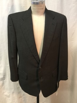 ERMENGILDO ZEGNA, Black, Gray, Rayon, Grid , Notched Lapel, Collar Attached, 2 Buttons,  3 Pockets,