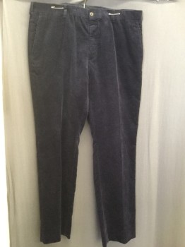 Mens, Casual Pants, RALPH LAUREN, Purple, Cotton, Solid, 36/31, Wide Wale Corduroy, Flat Front, Slit Pockets