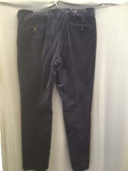 Mens, Casual Pants, RALPH LAUREN, Purple, Cotton, Solid, 36/31, Wide Wale Corduroy, Flat Front, Slit Pockets