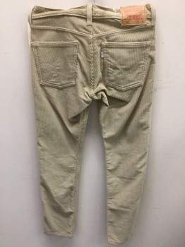 Mens, Casual Pants, LEVI'S, Putty/Khaki Gray, Cotton, Solid, 32/30, Corduroy, Jean Style,