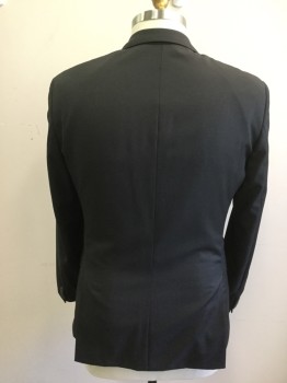 HUGO BOSS, Black, Wool, Solid, Single Breasted, Collar Attached, Notched Lapel, 2 Buttons,  3 Pockets